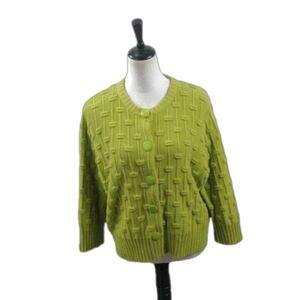 Unbranded Lime Green 3/4 Length Sleeve Cardigan Sweater Size Large